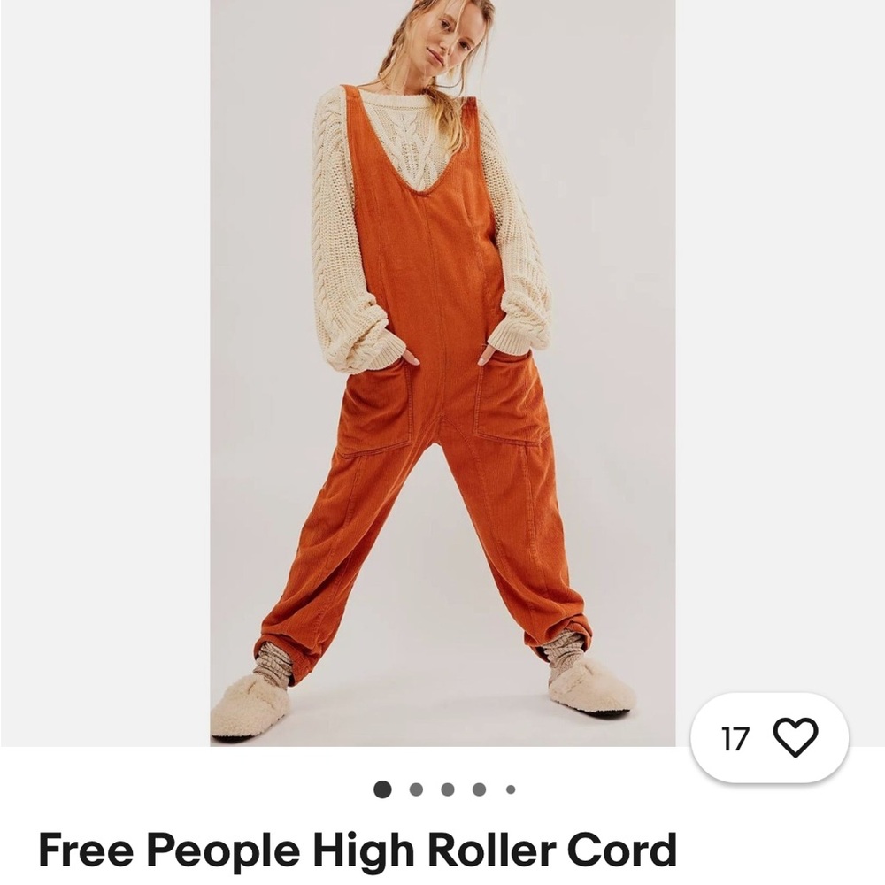 Free People Orange Corduroy Jumpsuit